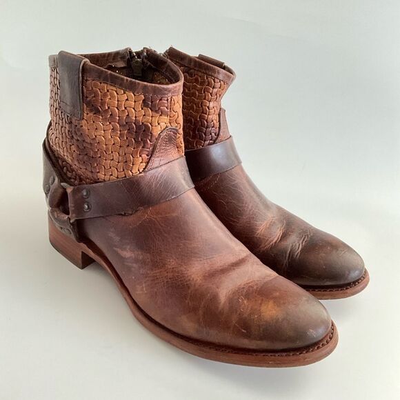 Sonora Isabella Leather Western Distressed Ankle Boots Brown 10 - Picture 12 of 12